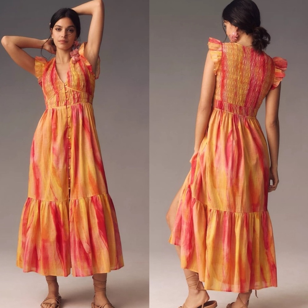 Anthropologie Maxi Dress Watercolor Tie dye!